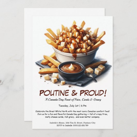 Poutine & Proud - Canada Day Food Party Einladung (Vorne/Hinten)