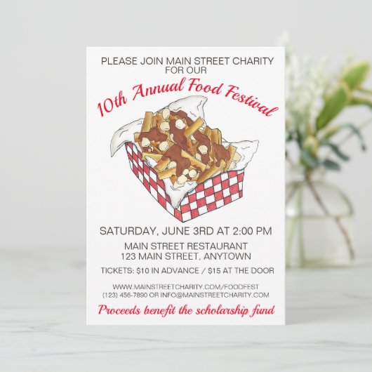 Poutine Quebec Canada Canadian Food Festival Party Einladung (Stehend Vorderseite)