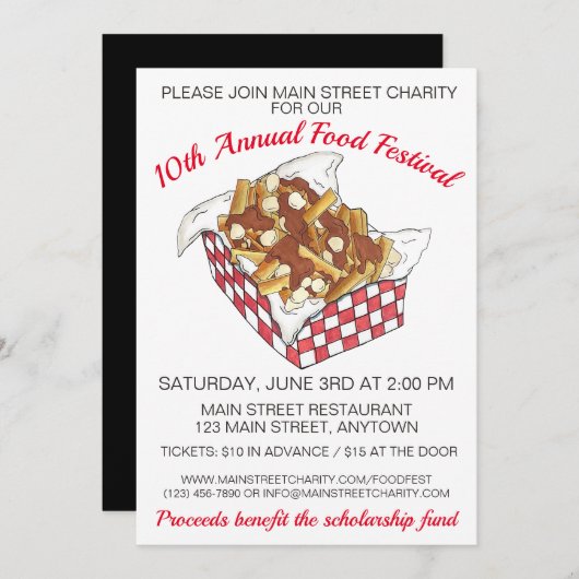 Poutine Quebec Canada Canadian Food Festival Party Einladung (Vorne/Hinten)