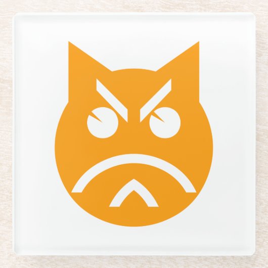 Pouting Emoji Cat Glasuntersetzer (Vorderseite)