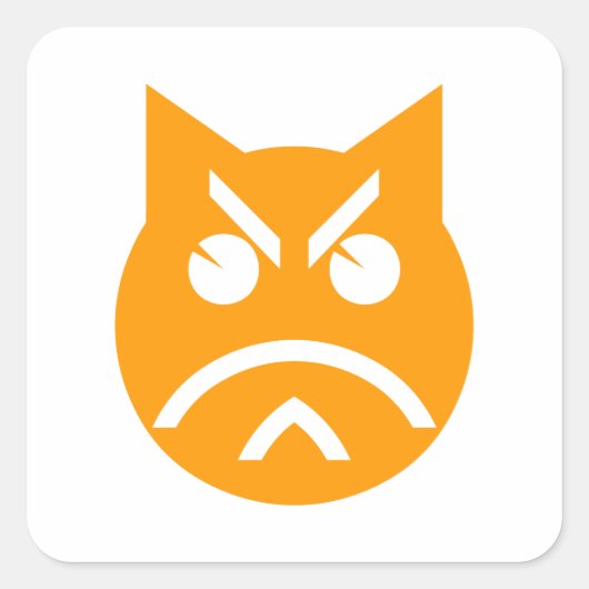 Pouting Emoji Cat Quadratischer Aufkleber (Vorderseite)