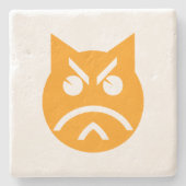 Pouting Emoji Cat Steinuntersetzer (Vorderseite)