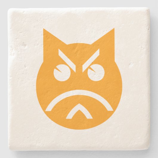 Pouting Emoji Cat Steinuntersetzer (Vorderseite)