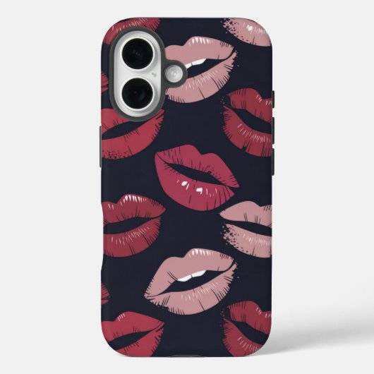 Pouty Lipstick Kiss Pattern Case-Mate iPhone Hülle (Rückseite)