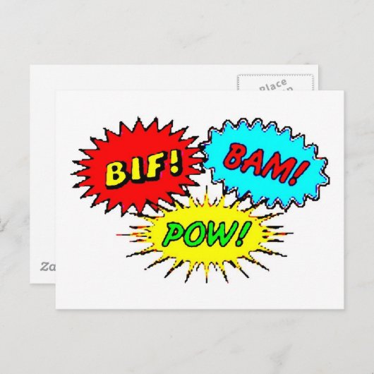 Pow Bif Bam Postkarte (Vorne/Hinten)