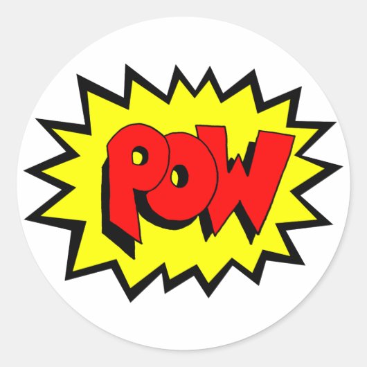 POW - Comic Buch Pop Kunst Runder Aufkleber (Vorderseite)