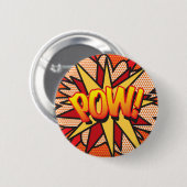 POW Fun Retro Comic Pop Kunst, Dichtung und Musik Button (Vorne & Hinten)