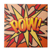 POW Fun Retro Comic Pop Kunst, Dichtung und Musik Fliese (Vorderseite)
