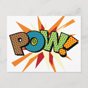 POW Fun Retro Comic Pop Kunst, Dichtung und Musik Postkarte