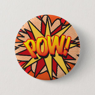 POW Lustige Retro-Comic-Book-Pop-Art Button