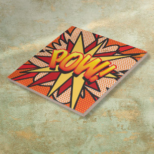 POW Lustige Retro-Comic-Book-Pop-Art Fliese