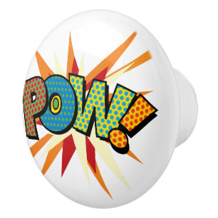POW Lustige Retro-Comic-Book-Pop-Art Keramikknauf