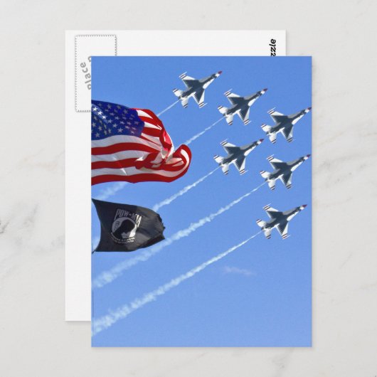 POW MIA Flag mit altem Glanz und den Donnervögeln Postkarte (Vorne/Hinten)