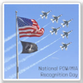 POW MIA Flag, USA Flag & The Thunderbird Aufkleber (Vorderseite)
