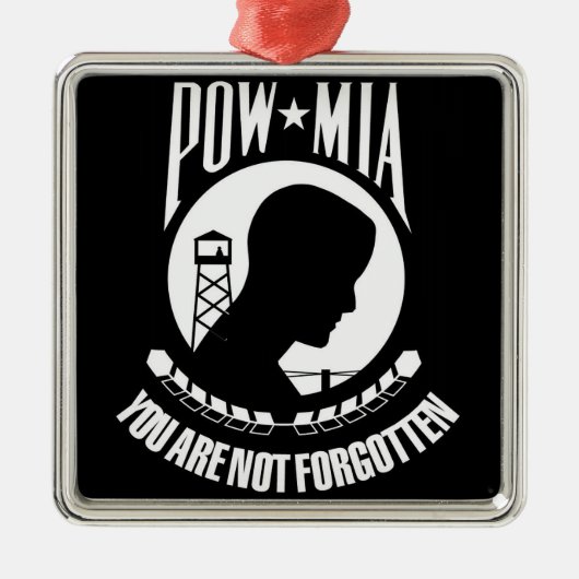 POW-MIA-Flagge Silbernes Ornament (Vorne)