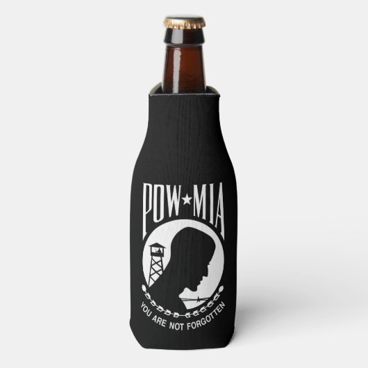 POW-MIA-Flagge: Vermisste Soldaten des Vietnamkrie Flaschenkühler (Flaschenvorderseite)