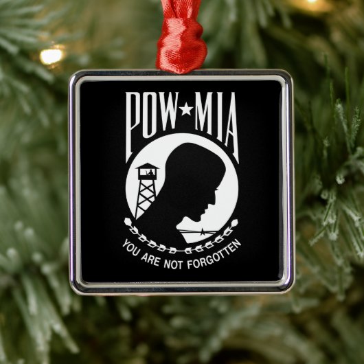 POW-MIA-Flagge: Vermisste Soldaten des Vietnamkrie Ornament Aus Metall (Baum)