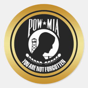 POW MIA - GOLD FRAME RUNDER AUFKLEBER