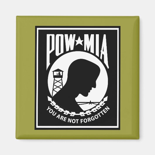 POW/MIA-Logo - Rechteck Magnet (Vorne)