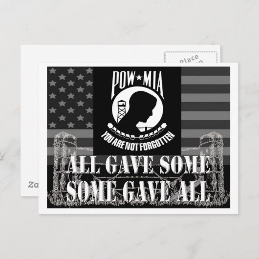 POW-MIA POSTKARTE (Vorne/Hinten)