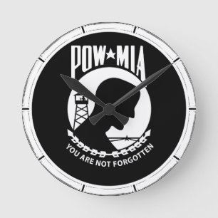 POW/MIA runder Bambusrahmen Runde Wanduhr
