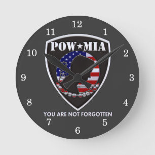 POW MIA - Shield Runde Wanduhr