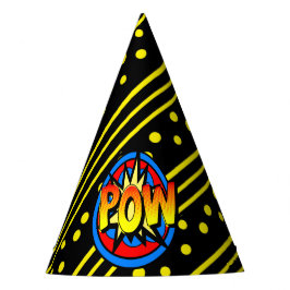 Pow Pop Art Cartoon Superpower Birthday Hat Partyhütchen