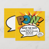 POW Rettet das Datum Lustige Retro-Comic- Pop-Art Save The Date (Vorne/Hinten)