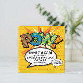POW Rettet das Datum Lustige Retro-Comic- Pop-Art Save The Date (Stehend Vorderseite)