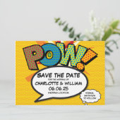 POW Rettet das Datum Lustige Retro-Comic- Pop-Art Save The Date (Stehend Vorderseite)