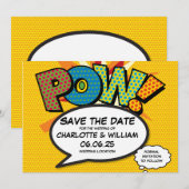 POW Rettet das Datum Lustige Retro-Comic- Pop-Art Save The Date (Vorne/Hinten)