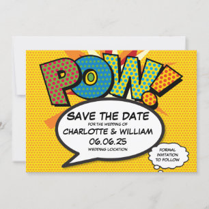 POW Rettet das Datum Lustige Retro-Comic- Pop-Art Save The Date
