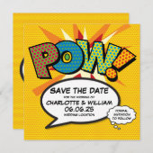 POW Save the Date Spaß Retro Comic Pop Kunst (Vorne/Hinten)