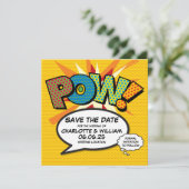 POW Save the Date Spaß Retro Comic Pop Kunst (Stehend Vorderseite)