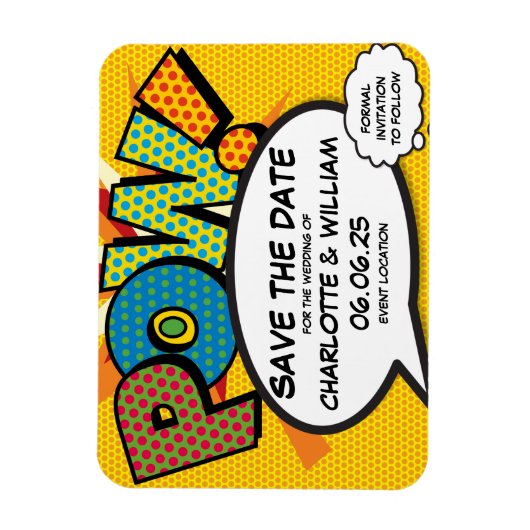 POW Save the Date SpaßModerne Farben Magnet (Vertikal)