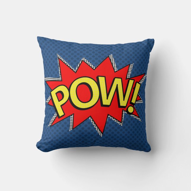 POW! - Superhero Comic Book Buble - Custom BG Kissen (Vorderseite)