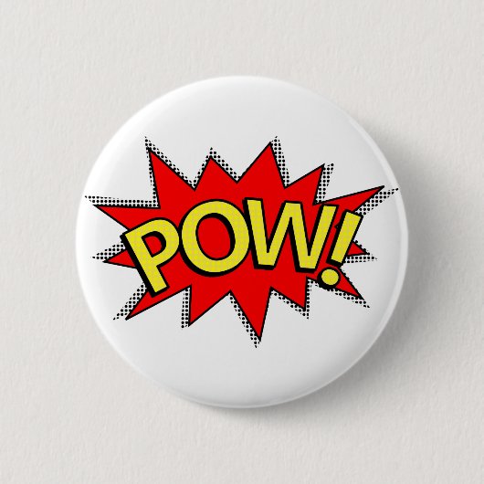 POW! - Superhero Comic Book Red/Yellow Buble Button (Vorderseite)
