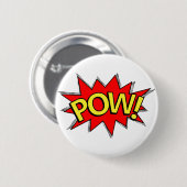 POW! - Superhero Comic Book Red/Yellow Buble Button (Vorne & Hinten)