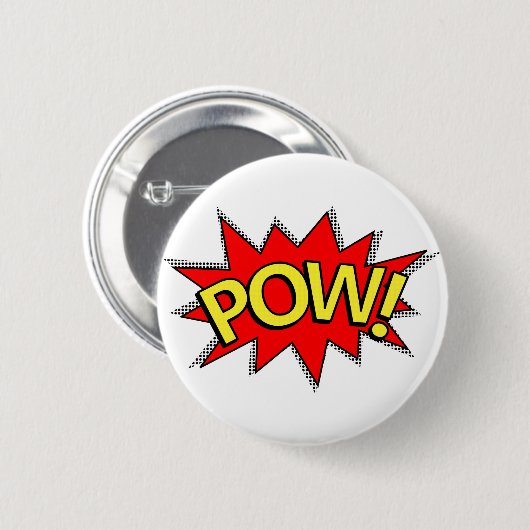 POW! - Superhero Comic Book Red/Yellow Buble Button (Vorne & Hinten)