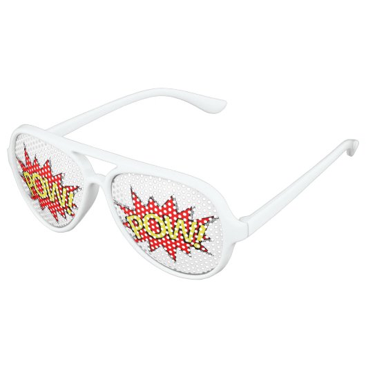 POW! - Superhero Comic Book Red/Yellow Buble Sonnenbrille (Schrägansicht)