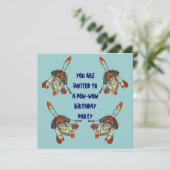 POW-WOW-BIRTHDAY-PARTEINVITATION ~ EZ2-KUSTOMIE EINLADUNG (Stehend Vorderseite)