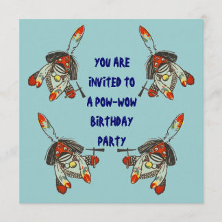 POW-WOW-BIRTHDAY-PARTEINVITATION ~ EZ2-KUSTOMIE EINLADUNG