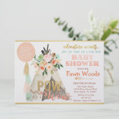 Pow Wow Tribal Teepee Tipi Kinderdusche Einladung (Stehend Vorderseite)