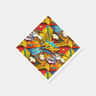 POW! ZAP! Comic Wörter - Spaß und lebendiges Party Serviette