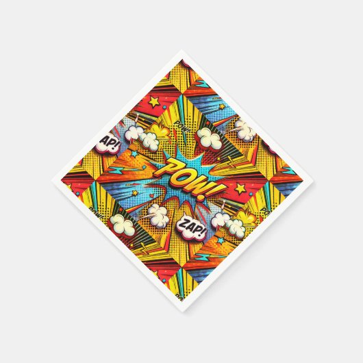 POW! ZAP! Comic Wörter - Spaß und lebendiges Party Serviette (Ecke)