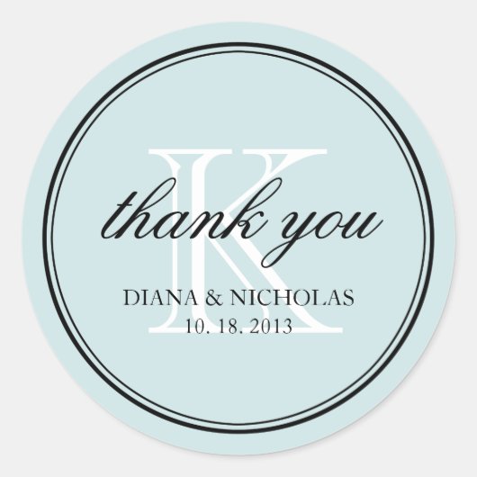 Powblau personalisiert danke Ihnen Gastgeschenk Ho Runder Aufkleber (Vorderseite)