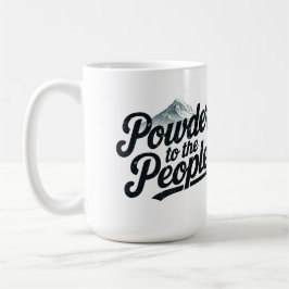 "Powder an die Menschen" Retro Snowboard & Ski Kaffeetasse