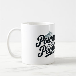"Powder an die Menschen" Retro Snowboard & Ski Kaffeetasse