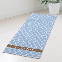 Powder Blue And Brown Trellis Pattern With Name