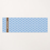 Powder Blue And Brown Trellis Pattern With Name Yogamatte (Vorderseite (Horizontal))